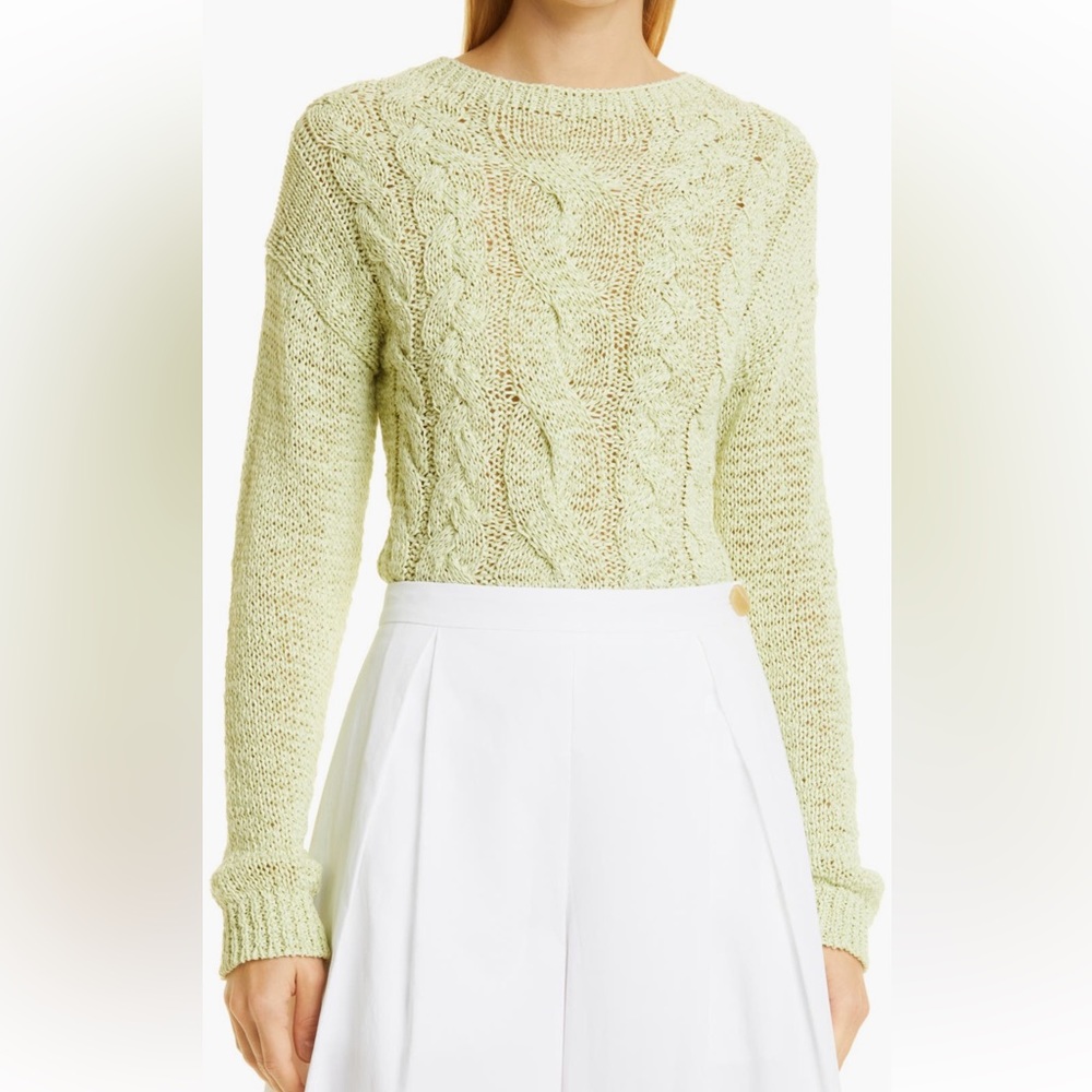 Vince Textured Cable Cotton Blend Crewneck Sweater